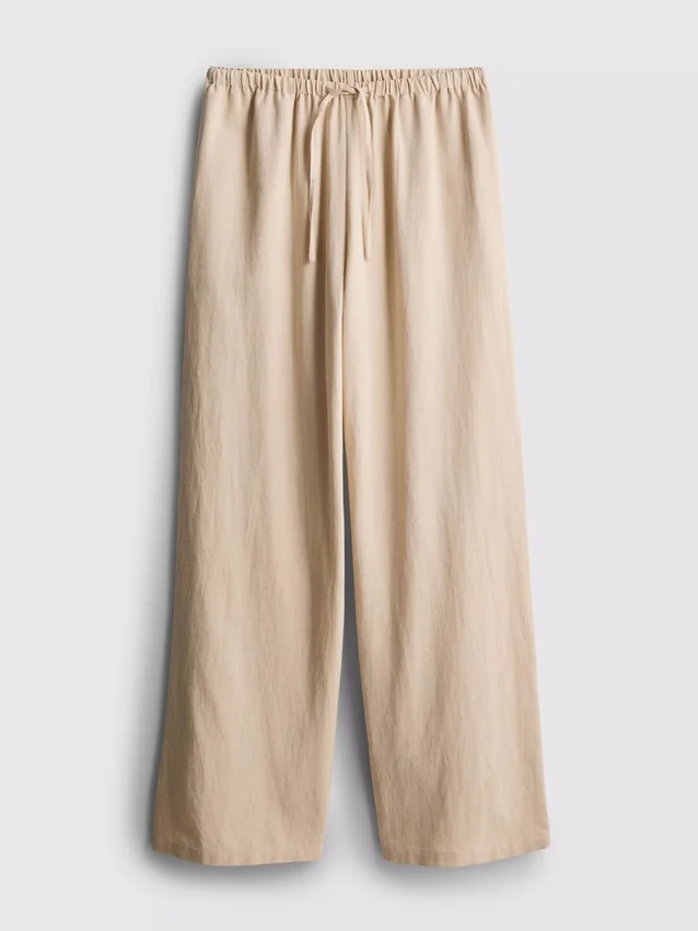 Pantalones de pierna ancha de mezcla de algodón