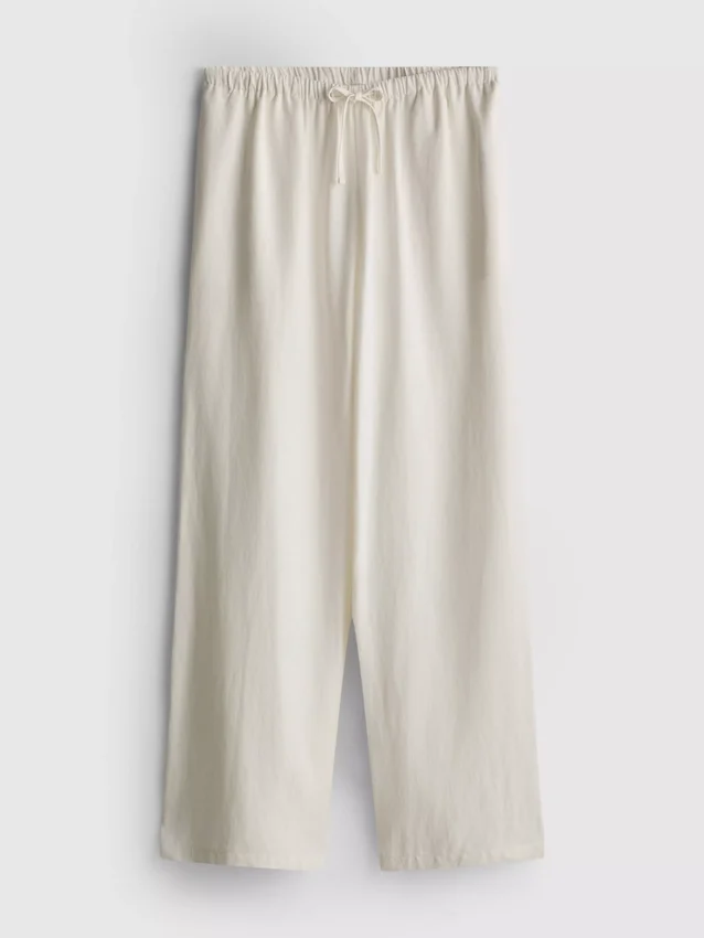 Pantalones de pierna ancha de mezcla de algodón