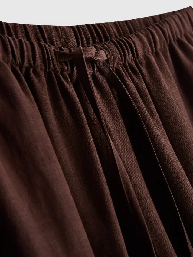 Pantalones de pierna ancha de mezcla de algodón
