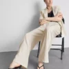 Pantalones de pierna ancha en mezcla de lino