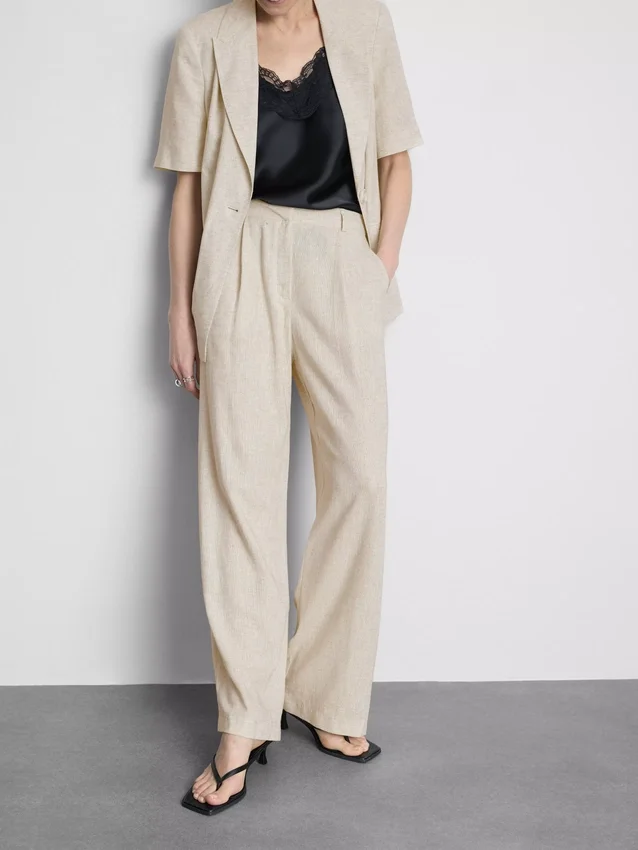 Pantalones de pierna ancha en mezcla de lino