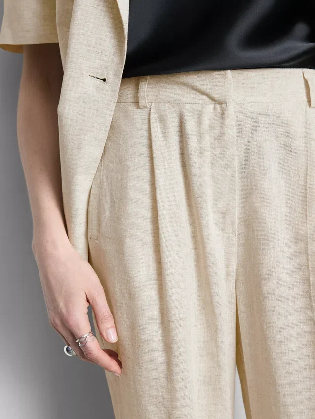 Pantalones de pierna ancha en mezcla de lino