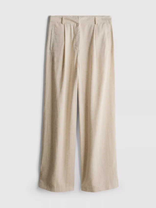 Pantalones de pierna ancha en mezcla de lino