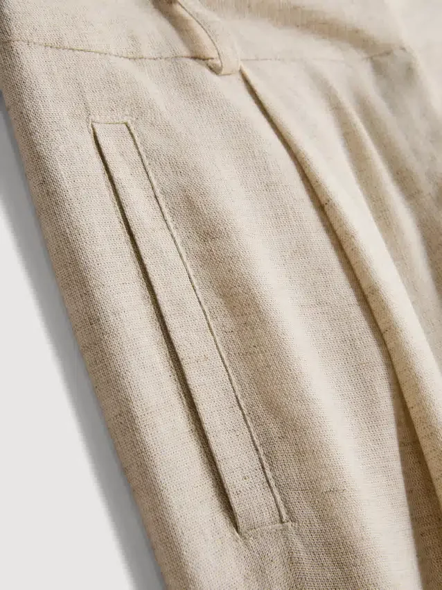 Pantalones de pierna ancha en mezcla de lino