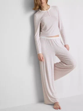 Pantalones de pijama a rayas con tejido acanalado