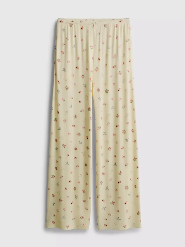 Pantalones de pijama acanalados con estampado floral