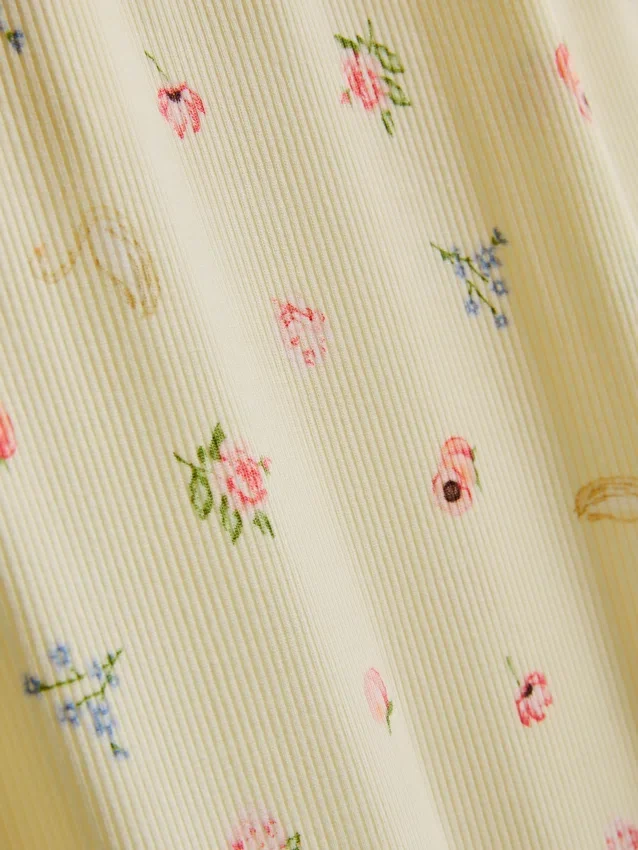 Pantalones de pijama acanalados con estampado floral