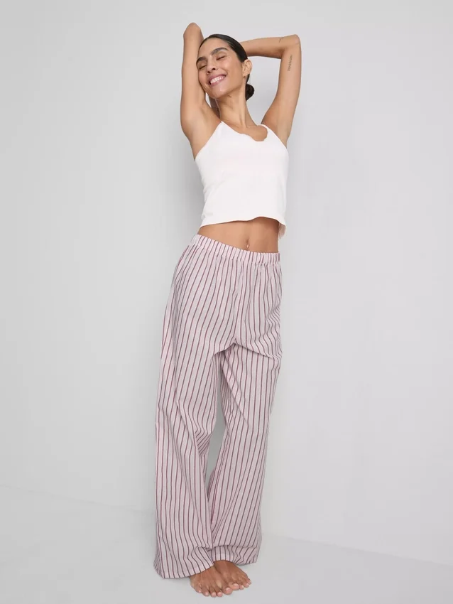Pantalones de pijama de algodón a rayas
