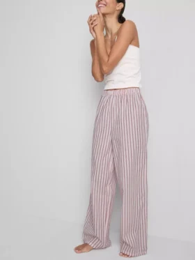 Pantalones de pijama de algodón a rayas