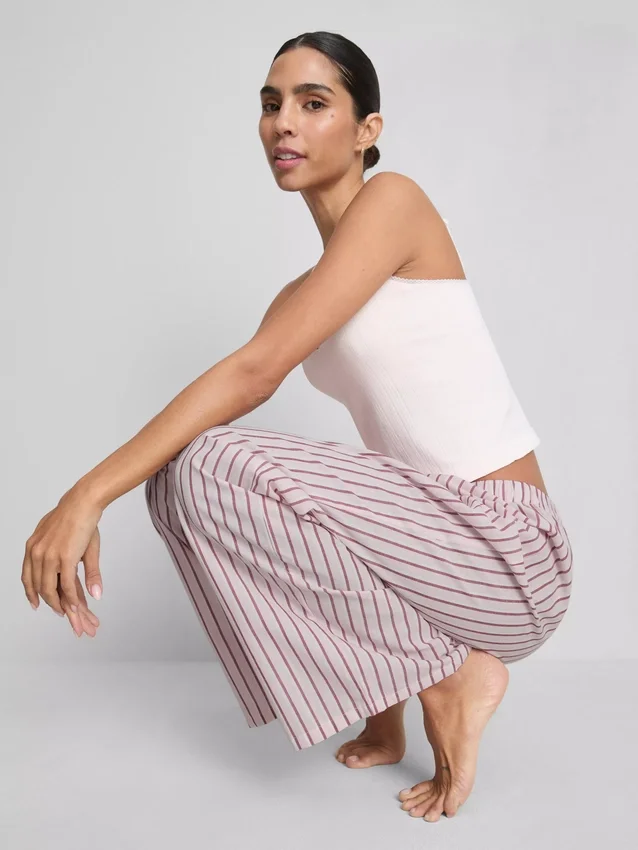 Pantalones de pijama de algodón a rayas