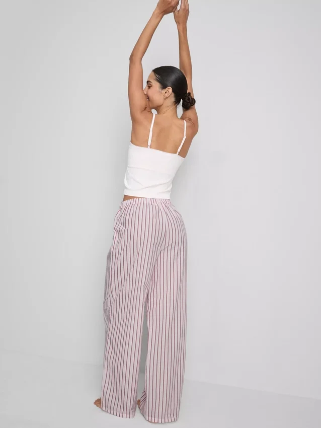 Pantalones de pijama de algodón a rayas