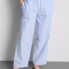 Pantalones de pijama de algodón a rayas estilo Oxford