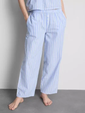 Pantalones de pijama de algodón a rayas estilo Oxford