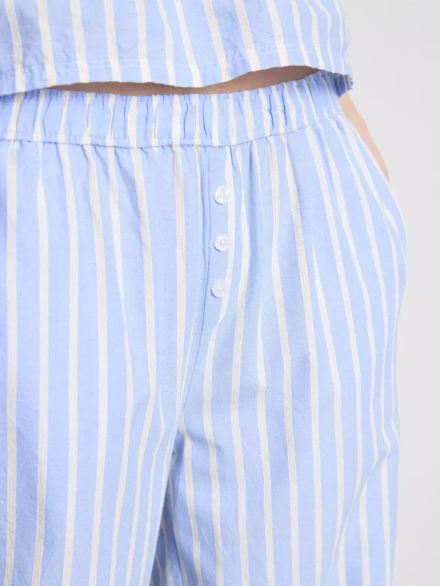 Pantalones de pijama de algodón a rayas estilo Oxford