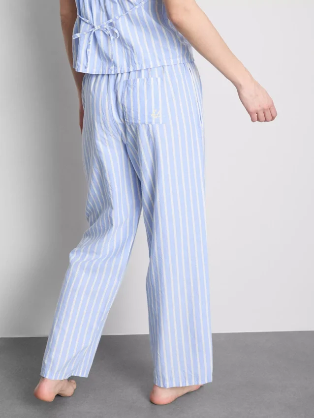 Pantalones de pijama de algodón a rayas estilo Oxford
