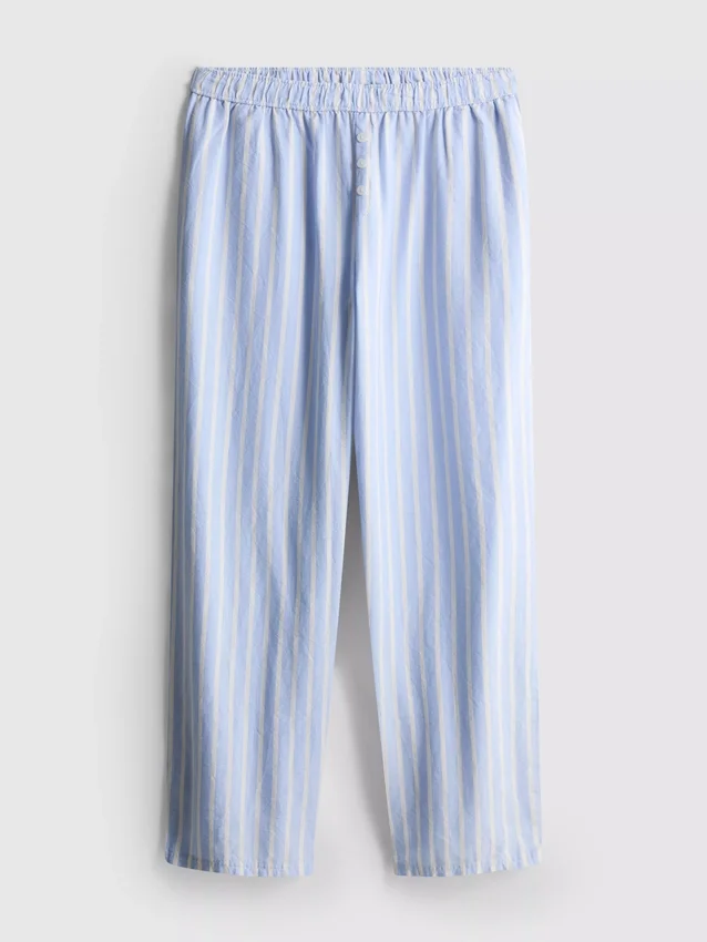 Pantalones de pijama de algodón a rayas estilo Oxford