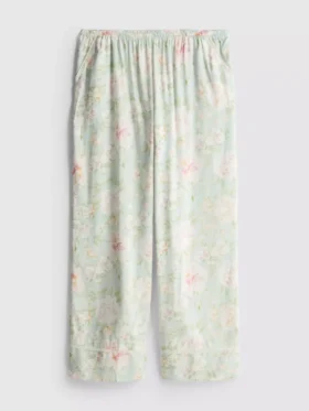 Pantalones de pijama de corte ancho con estampado floral