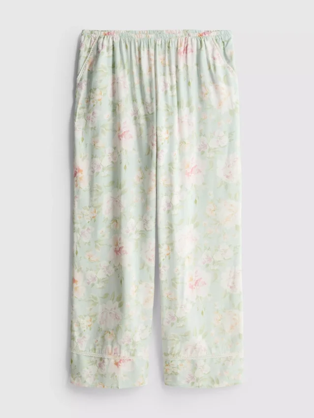 Pantalones de pijama de corte ancho con estampado floral