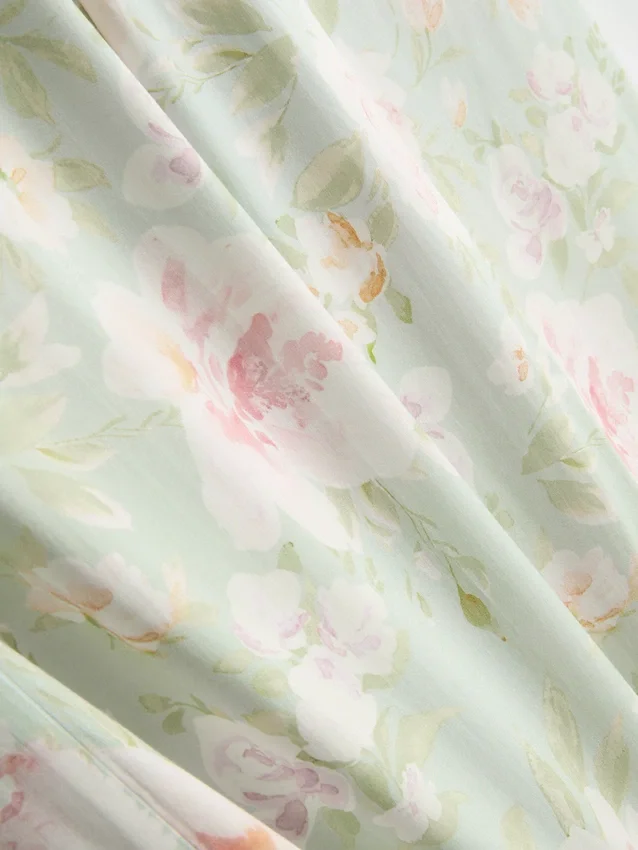Pantalones de pijama de corte ancho con estampado floral
