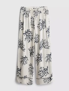 Pantalones de pijama de pierna ancha con estampado de coral