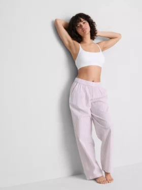 Pantalones de pijama de pierna recta a rayas, ideales para relajarse