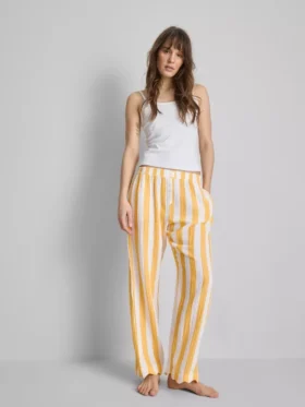 Pantalones de pijama de pierna recta con volantes, ideales para relajarse