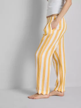 Pantalones de pijama de pierna recta con volantes, ideales para relajarse
