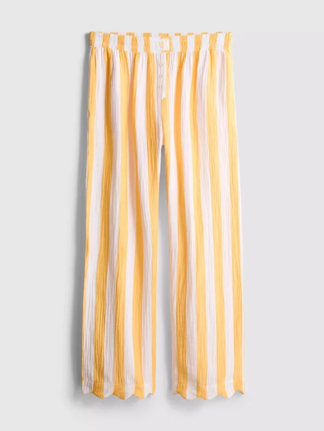 Pantalones de pijama de pierna recta con volantes, ideales para relajarse