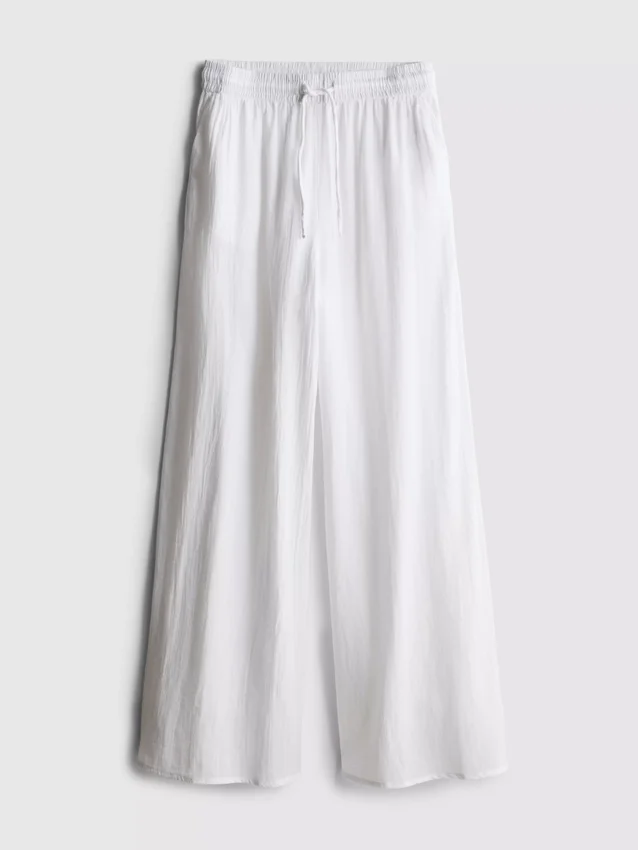 Pantalones de playa de algodón de pierna ancha