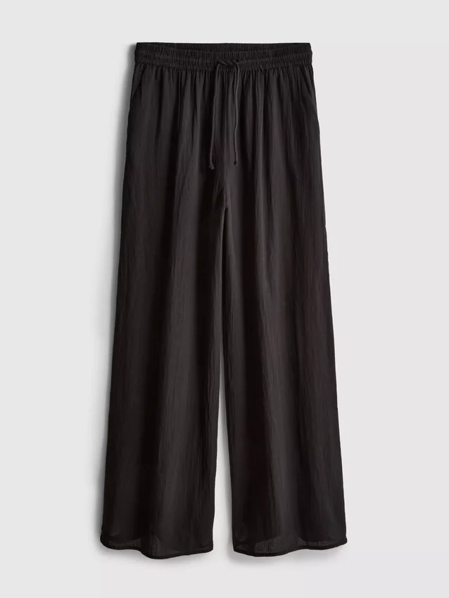 Pantalones de playa de algodón de pierna ancha