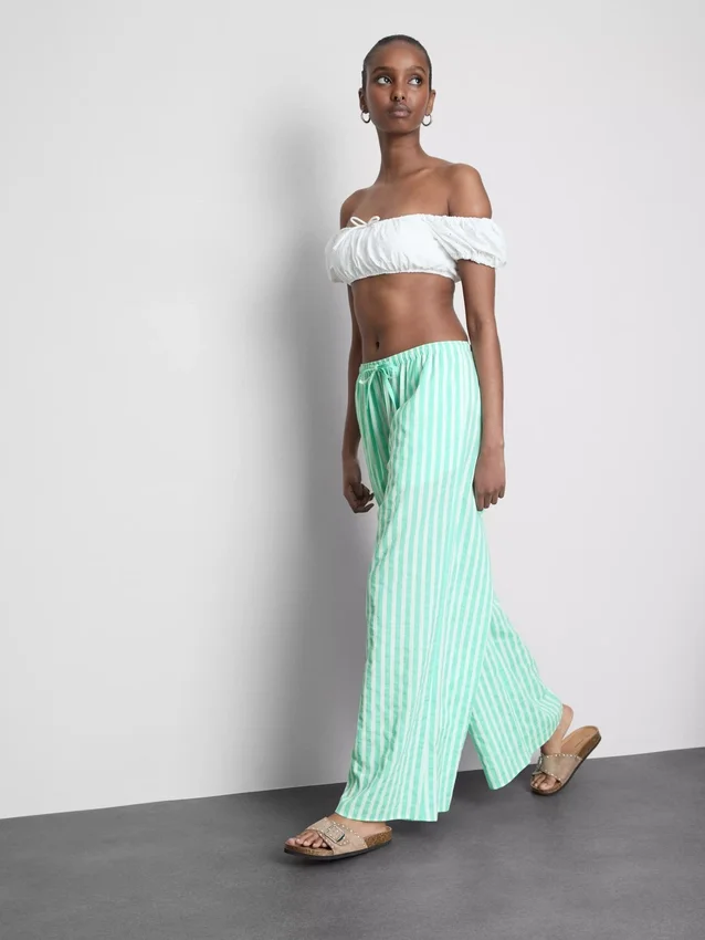 Pantalones de playa estampados de pierna ancha