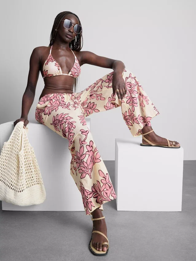 Pantalones de playa estampados de pierna ancha