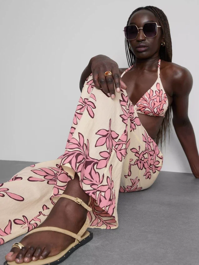Pantalones de playa estampados de pierna ancha