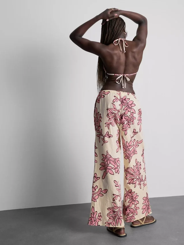Pantalones de playa estampados de pierna ancha