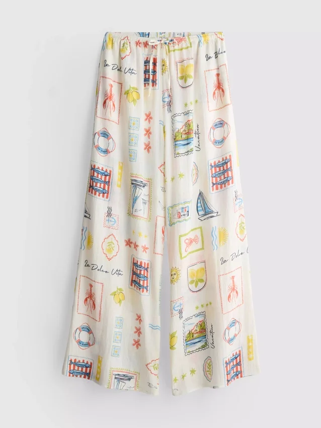 Pantalones de playa estampados de pierna ancha
