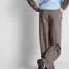 Pantalones de rayas finas de pierna ancha y tejido cepillado