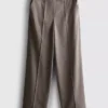 Pantalones de rayas finas de pierna ancha y tejido cepillado