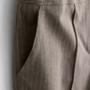 Pantalones de rayas finas de pierna ancha y tejido cepillado