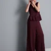 Pantalones de satén con textura y pierna recta