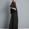 Pantalones de satén con textura y pierna recta