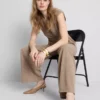 Pantalones de tiro medio y pierna ancha