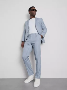 Pantalones de traje de corte ajustado con textura dobby
