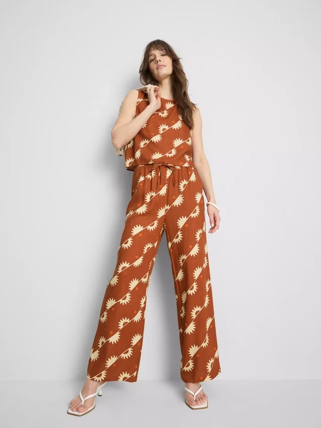 Pantalones estampados de pierna ancha