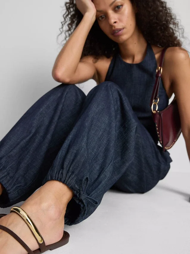Pantalones harem de denim con alto contenido de algodón de Paula Echevarría