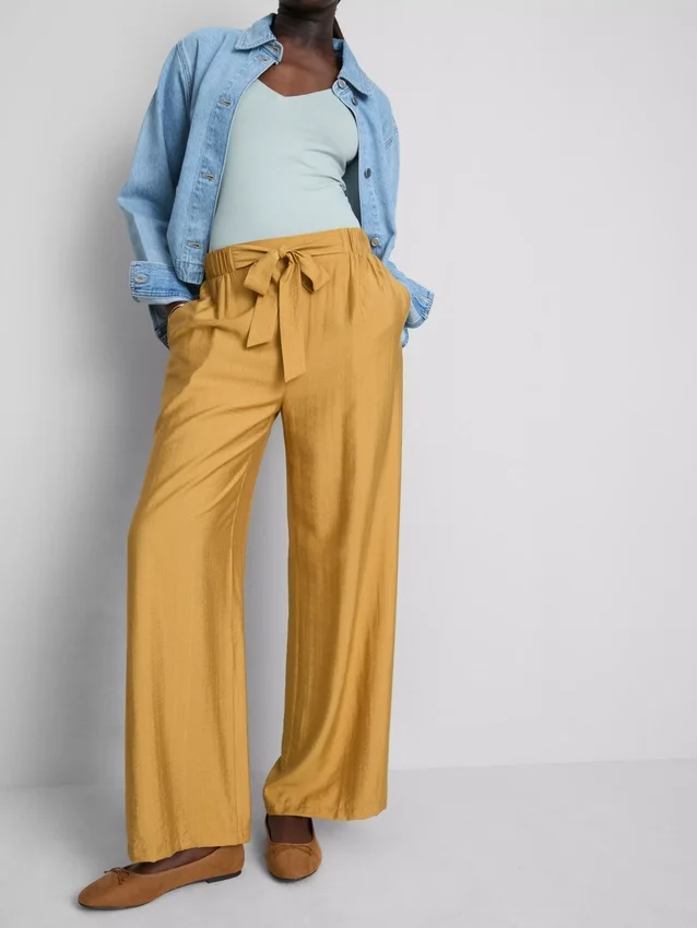 Pantalones palazzo con detalle de moño
