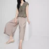 Pantalones tipo culotte de tiro medio y pierna ancha