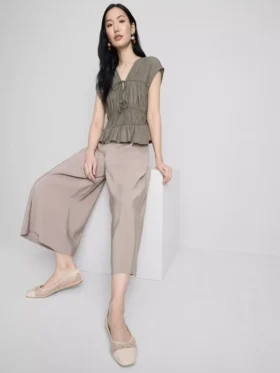 Pantalones tipo culotte de tiro medio y pierna ancha