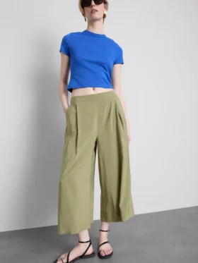 Pantalones tipo culotte de tiro medio y pierna ancha