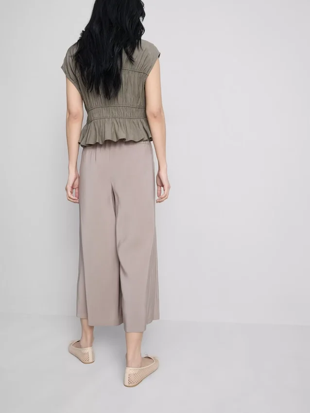 Pantalones tipo culotte de tiro medio y pierna ancha