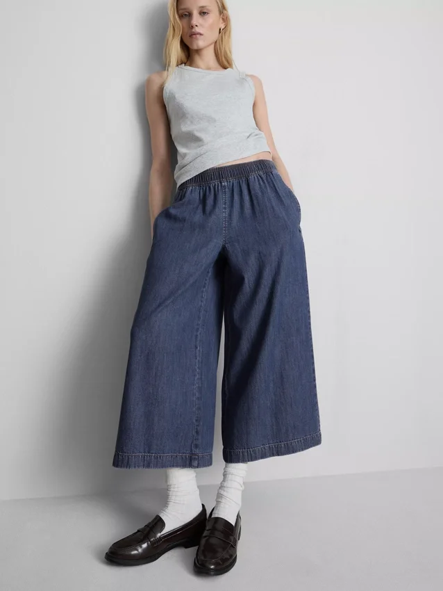Pantalones vaqueros tipo culote de pierna ancha